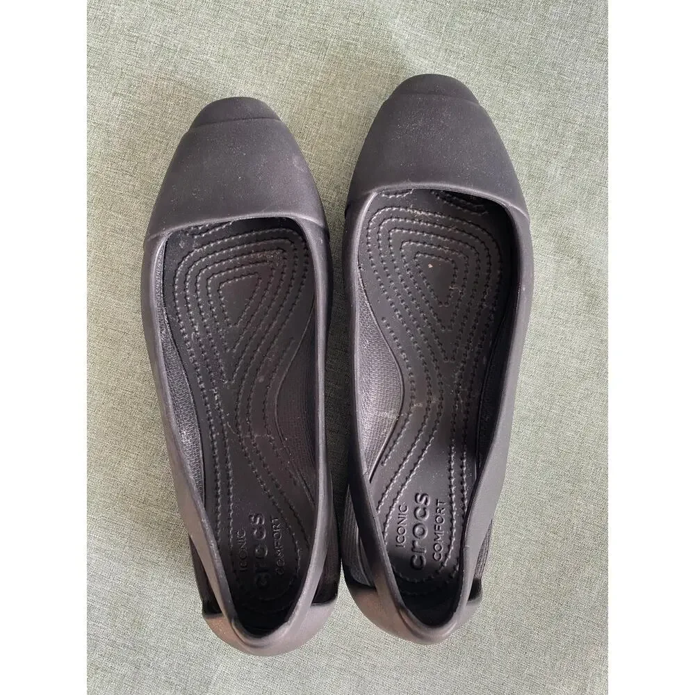 Women’s Crocs Black Ballet Flats – Size 9 – Iconic Comfort Slip-Ons - Picture 4 of 5